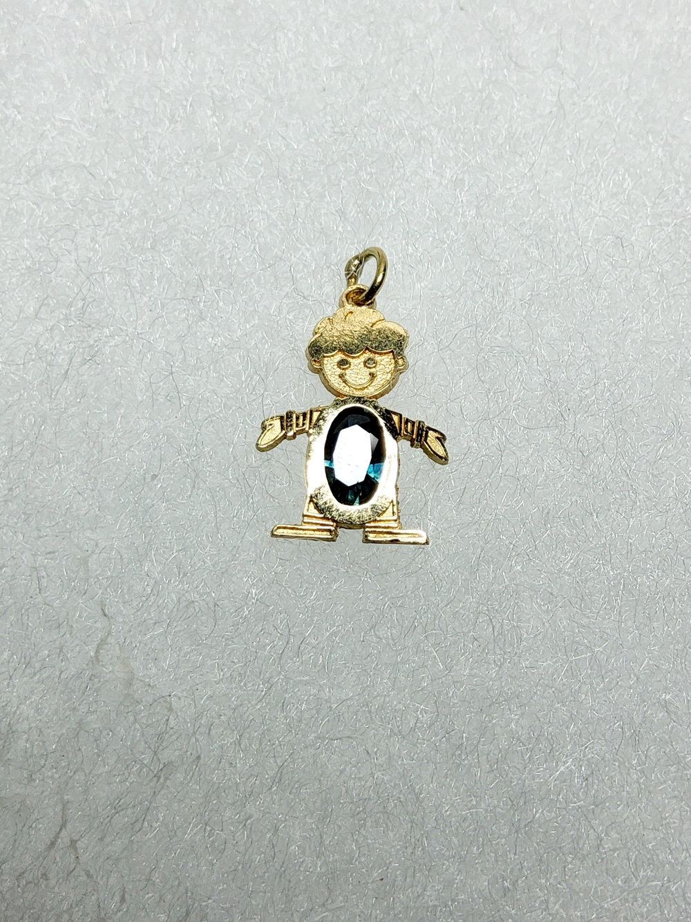 14K Yellow Gold Boy Charm Pendant Natural Blue Sapphire September Birthstone